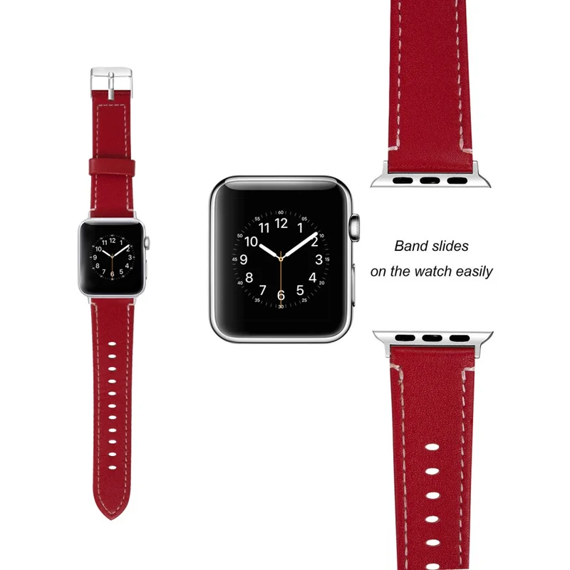 Apple Watch Ultra Genuine leather strap with silver cover - Coffee