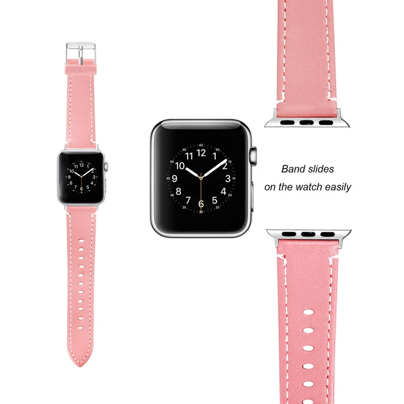 Apple Watch Ultra Genuine leather strap with silver cover - Coffee