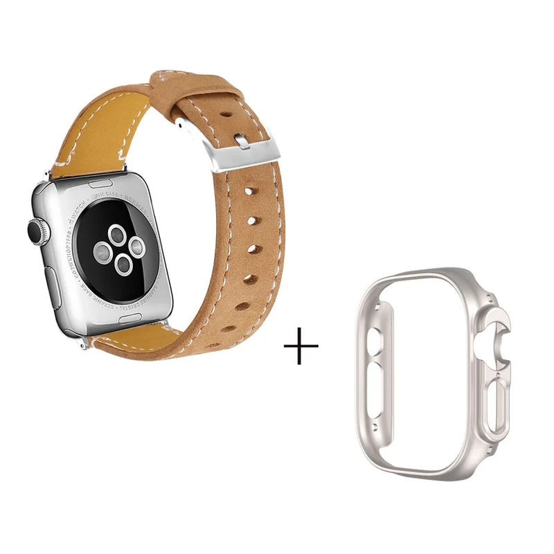Apple Watch Ultra Genuine leather strap with starlight cover