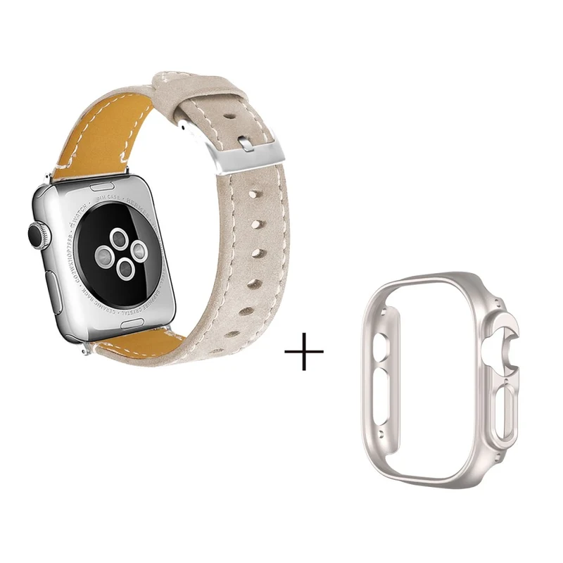 Apple Watch Ultra Genuine leather strap with starlight cover