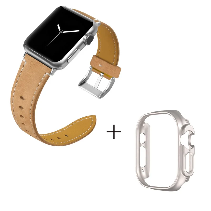 Apple Watch Ultra Genuine leather strap with starlight cover