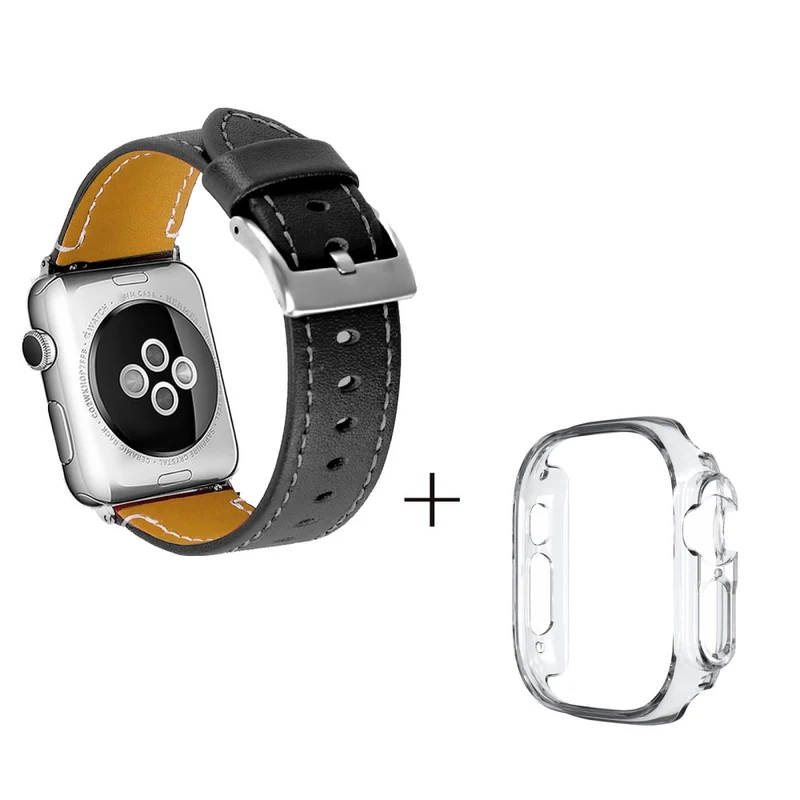 Apple Watch Ultra Genuine leather strap with transparent cover