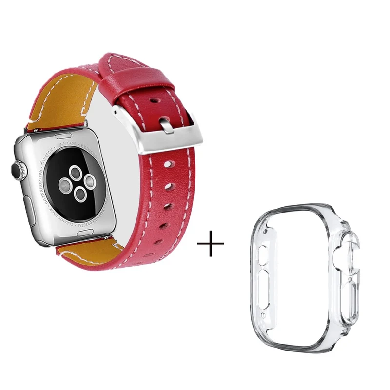 Apple Watch Ultra Genuine leather strap with transparent cover