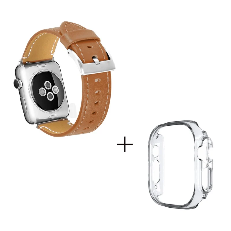 Apple Watch Ultra Genuine leather strap with transparent cover