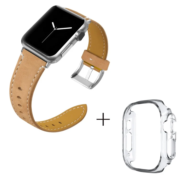 Apple Watch Ultra Genuine leather strap with transparent cover