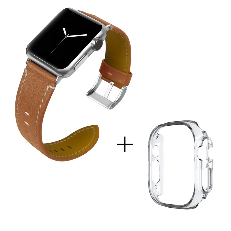 Apple Watch Ultra Genuine leather strap with transparent cover