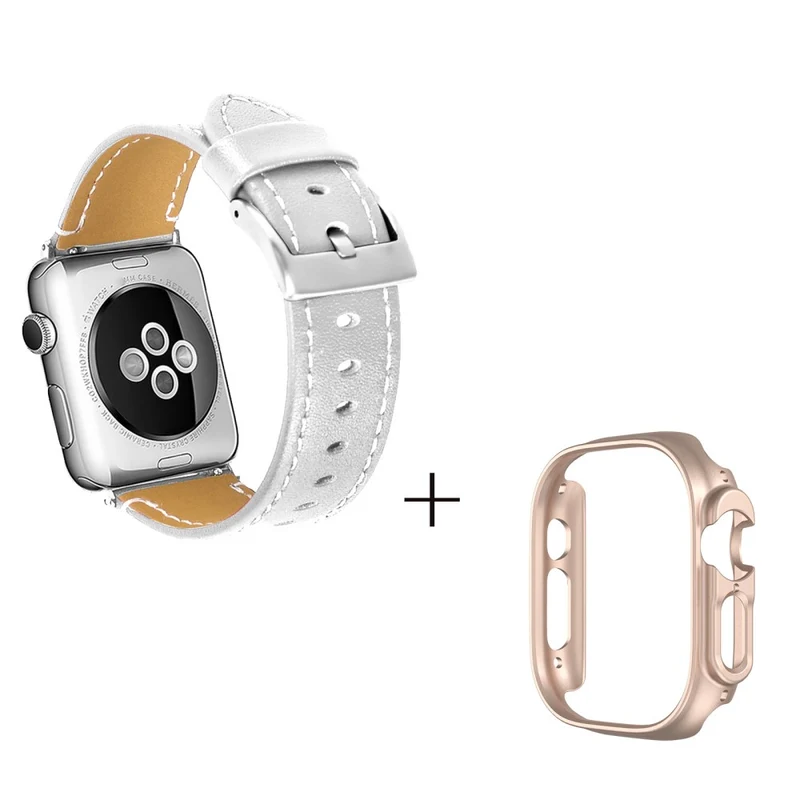 Apple Watch Ultra Genuine leather strap with rose gold cover