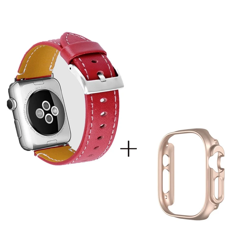 Apple Watch Ultra Genuine leather strap with rose gold cover