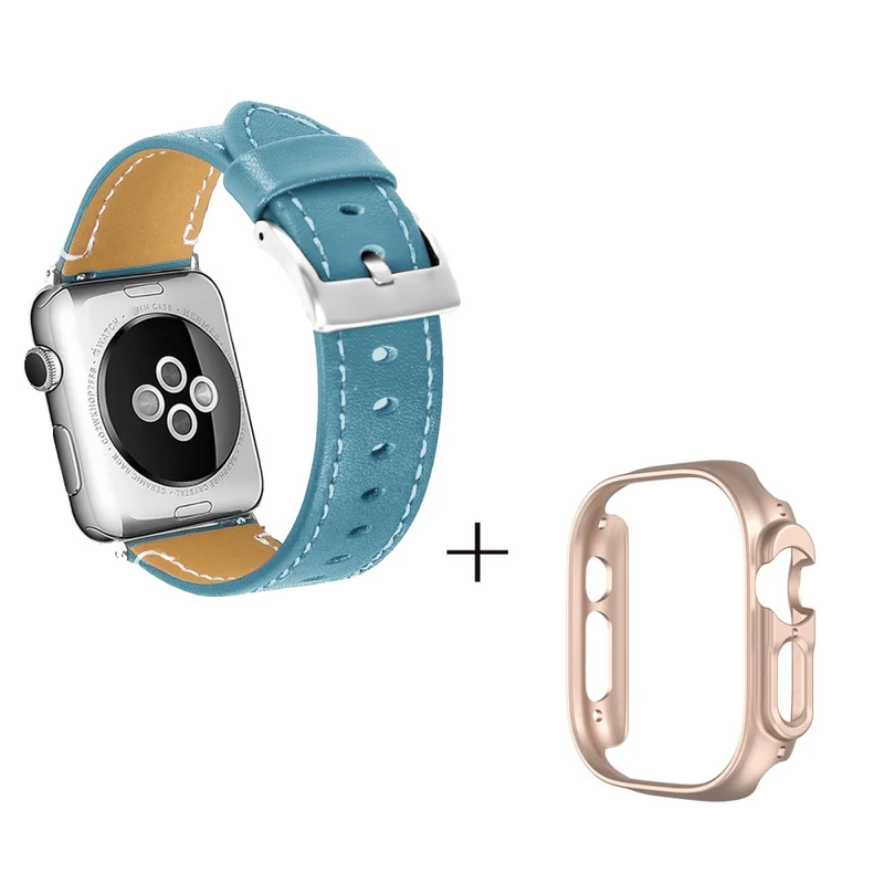 Apple Watch Ultra Genuine leather strap with rose gold cover