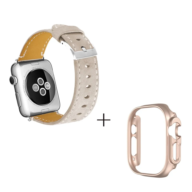 Apple Watch Ultra Genuine leather strap with rose gold cover