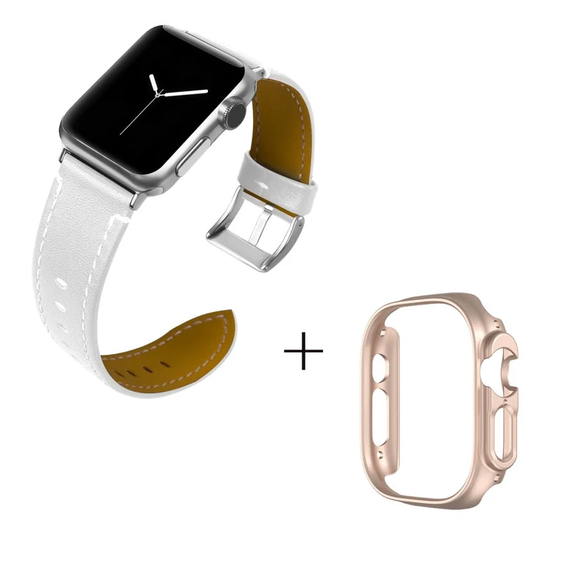 Apple Watch Ultra Genuine leather strap with rose gold cover