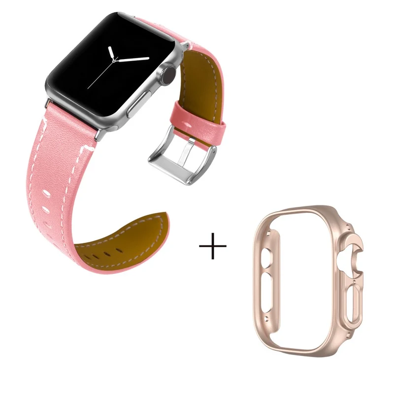 Apple Watch Ultra Genuine leather strap with rose gold cover