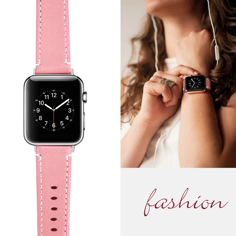 Apple Watch Ultra Genuine leather strap with rose gold cover