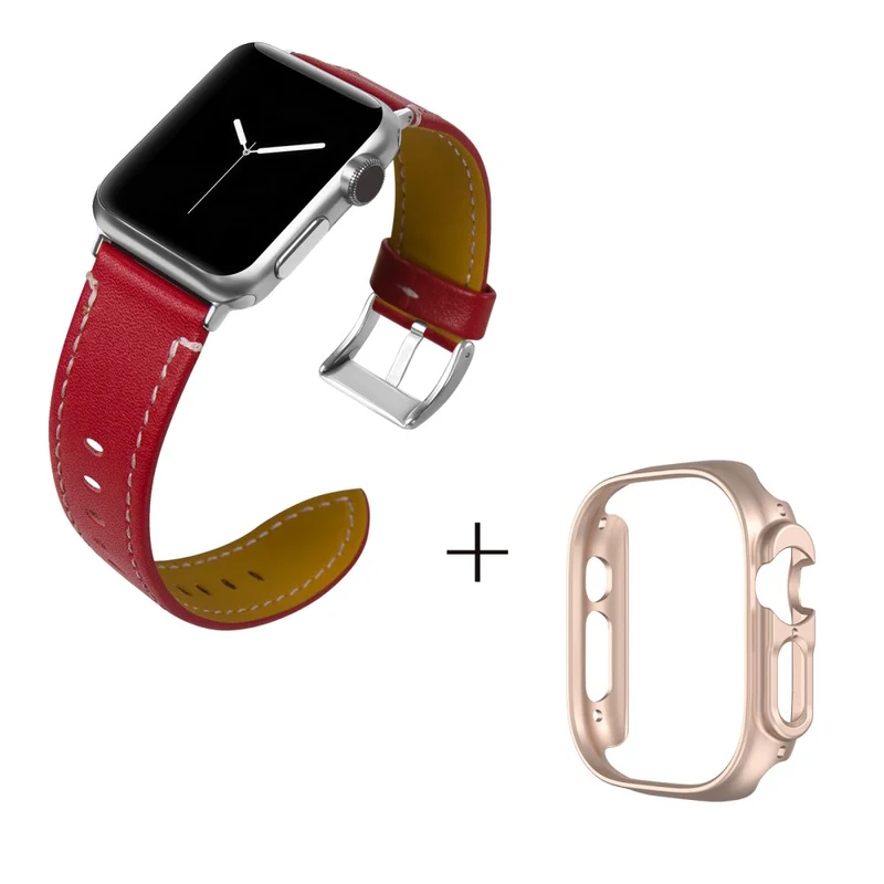 Apple Watch Ultra Genuine leather strap with rose gold cover