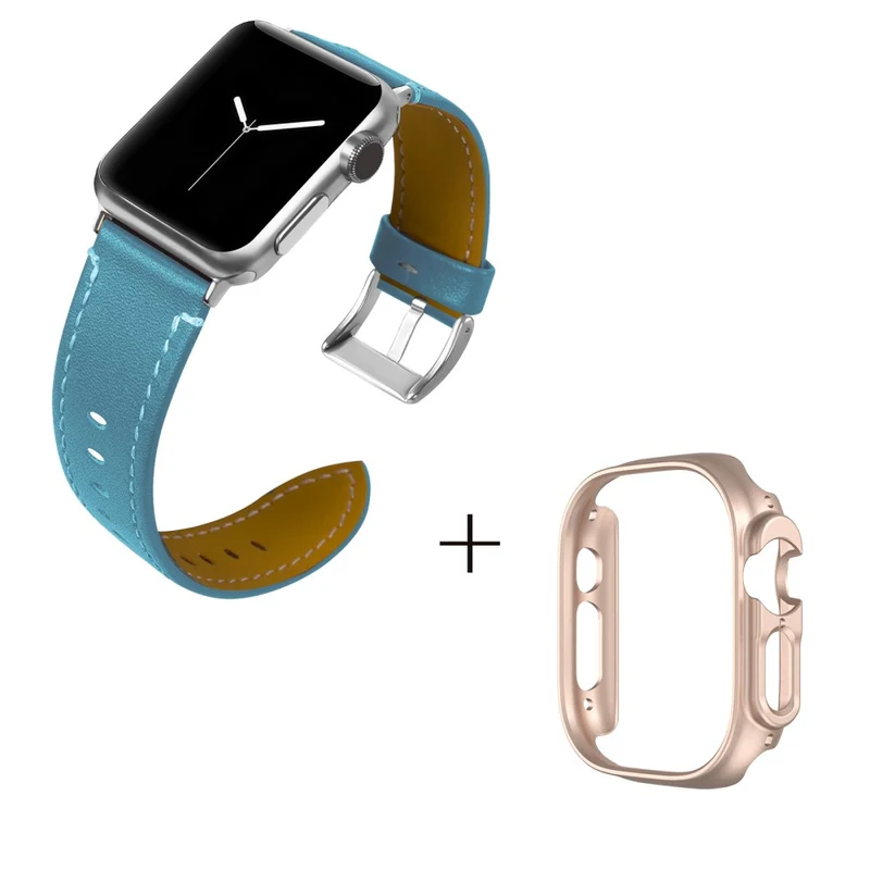 Apple Watch Ultra Genuine leather strap with rose gold cover
