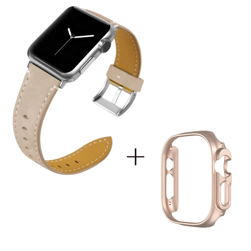 Apple Watch Ultra Genuine leather strap with rose gold cover