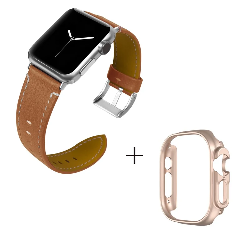 Apple Watch Ultra Genuine leather strap with rose gold cover