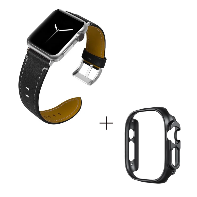 Apple Watch Ultra Genuine leather strap with black cover