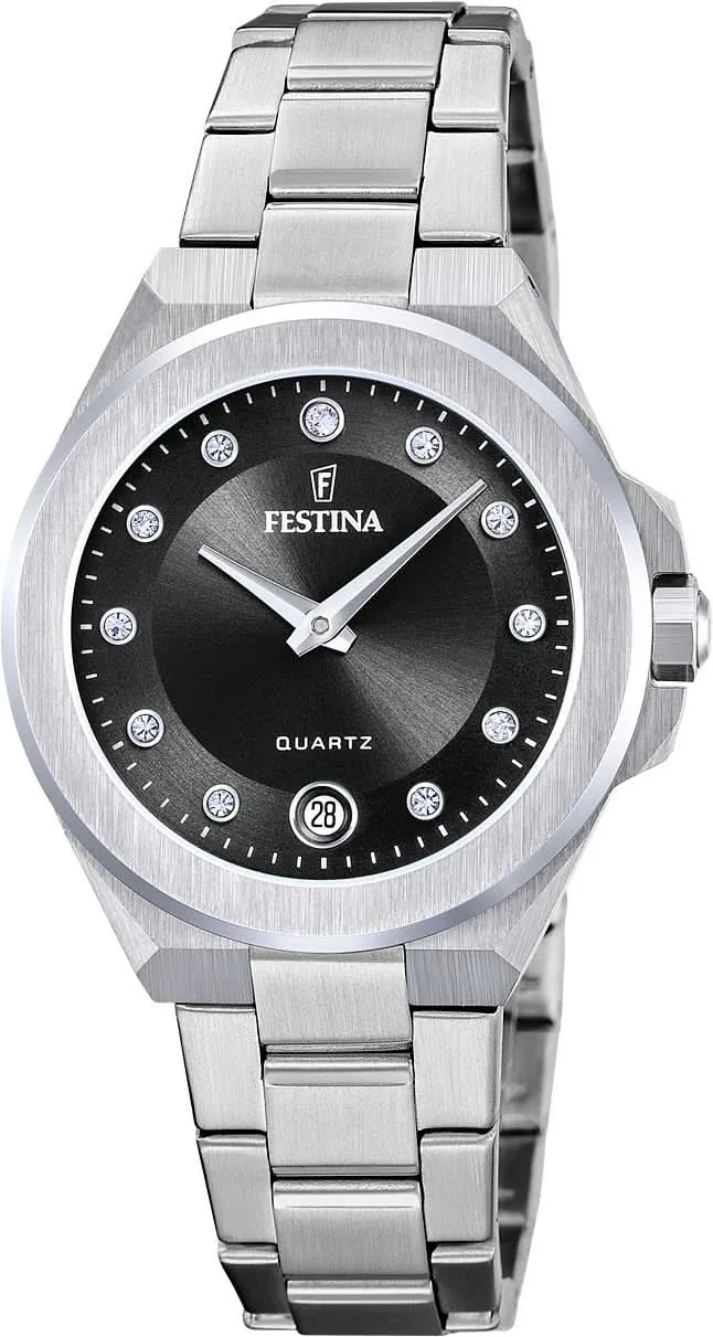 Festina Mademoiselle F20700/6 Damenuhr • Elegante Kristalle • Edelstahl