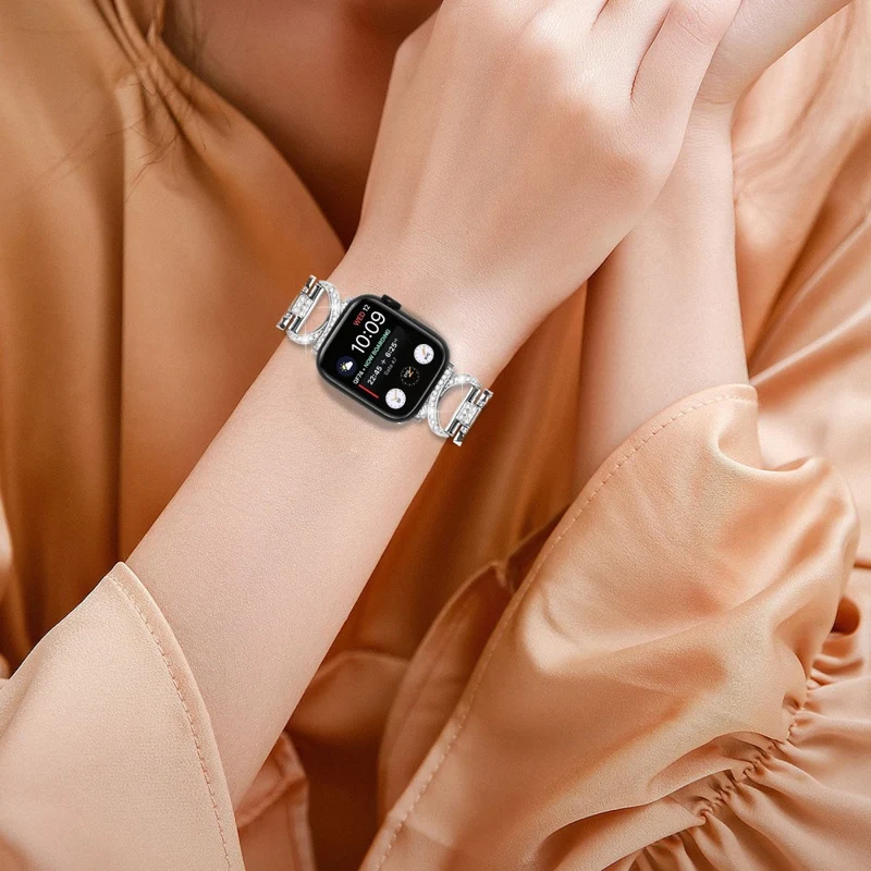 Apple Watch Series 3/2/1 42mm X-Shape rhinestone décor metal strap with cover