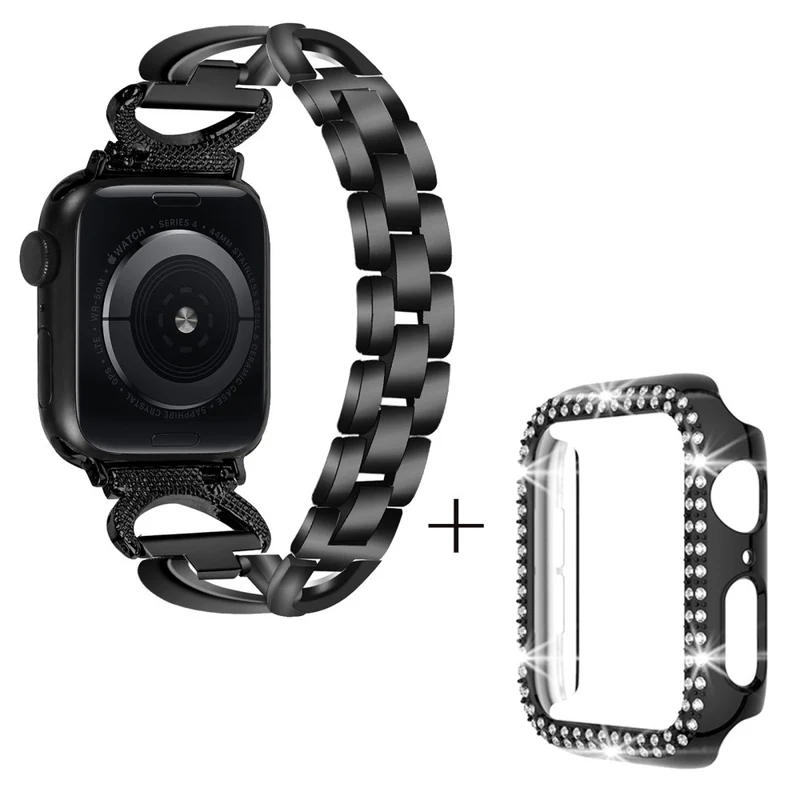 Apple Watch Series 3/2/1 38mm X-Shape rhinestone décor metal strap with cover