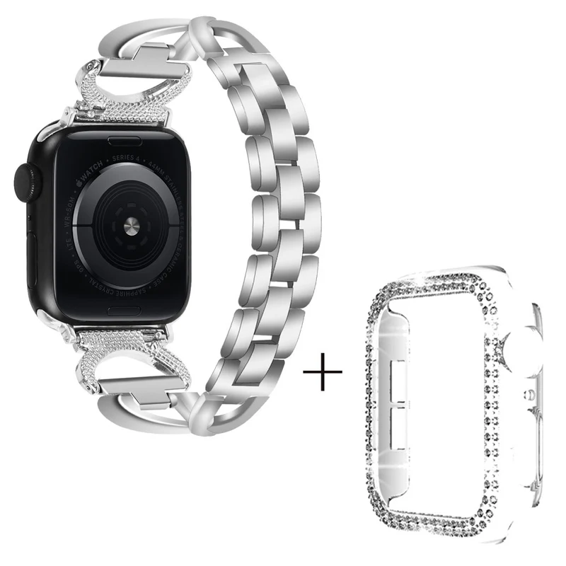 Apple Watch SE 2022 (40mm) X-Shape rhinestone décor metal strap with clear cover