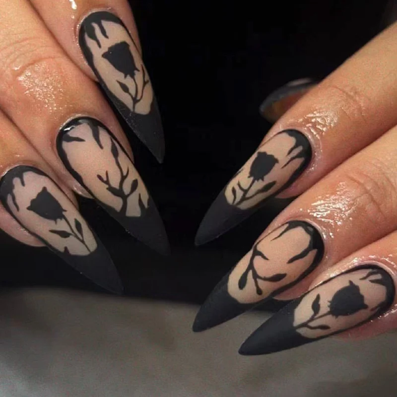Gothic Floral Acryl Nagelkunst Set