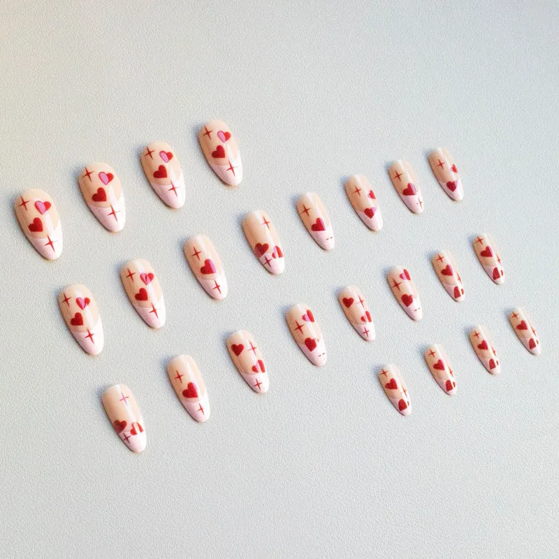 Herz-Motiv Acryl Nagelkunst Set