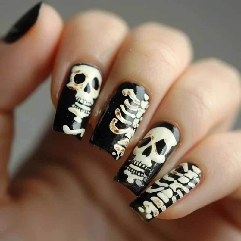 Halloween-Themen Schädel & Knochen Nagelkunst Set