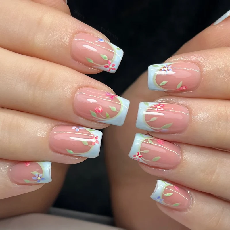 Blumen-inspirierte Acrylnagelkunst-Set