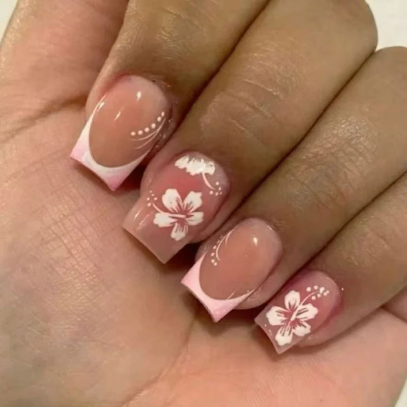 Floral Französische Spitze Nagelkunst Set
