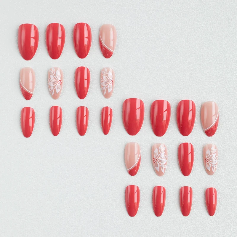 Floral Design Acrylic Nail Art