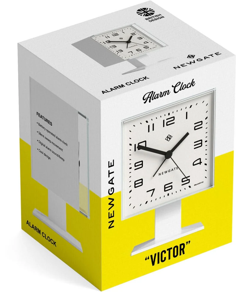 Newgate Victor Wecker 14x10x9 cm Acryl • Silent Sweep Quarz • Retro Design