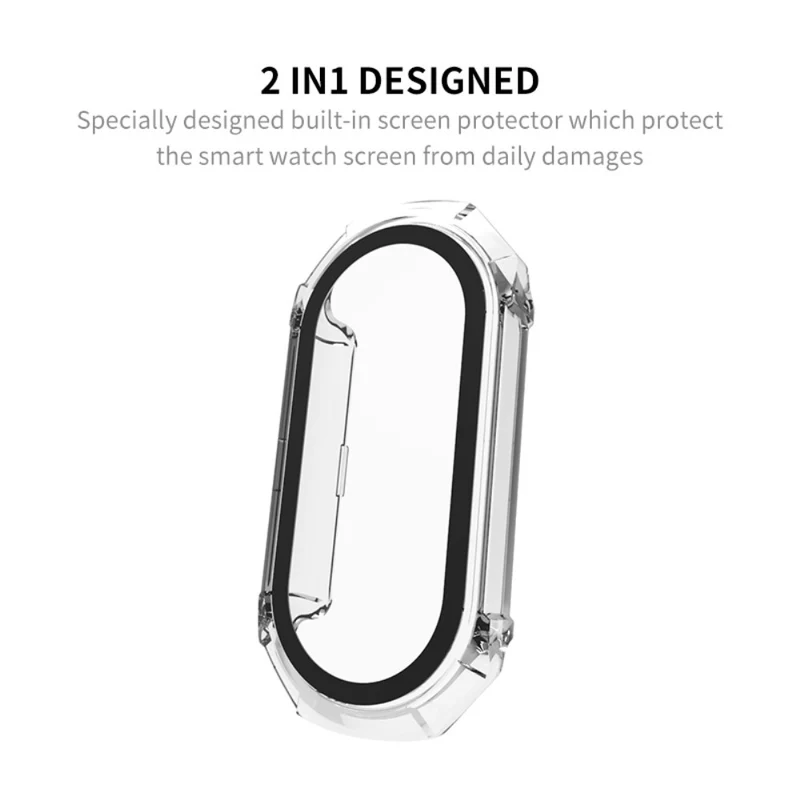 Mega Modisch Xiaomi Smart Band 8 Hülle mit Displayschutz in Plastik und Gehärtetes Glas