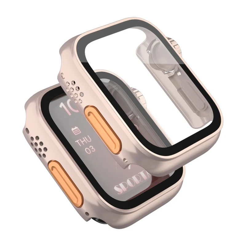Schön Apple Smartwatch Universell Hülle mit Displayschutz in Plastik und Gehärtetes Glas