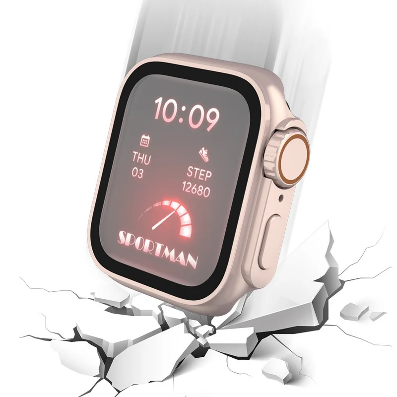 Schön Apple Smartwatch Universell Hülle mit Displayschutz in Plastik und Gehärtetes Glas