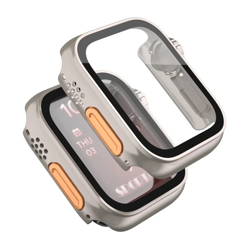 Schön Apple Smartwatch Universell Hülle mit Displayschutz in Plastik und Gehärtetes Glas