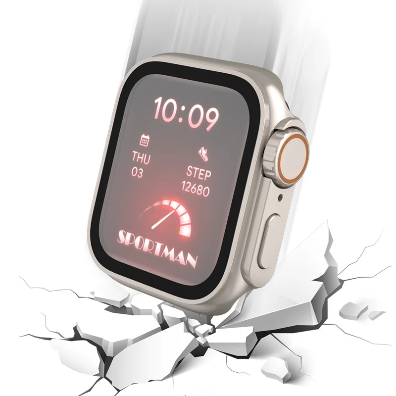 Schön Apple Smartwatch Universell Hülle mit Displayschutz in Plastik und Gehärtetes Glas