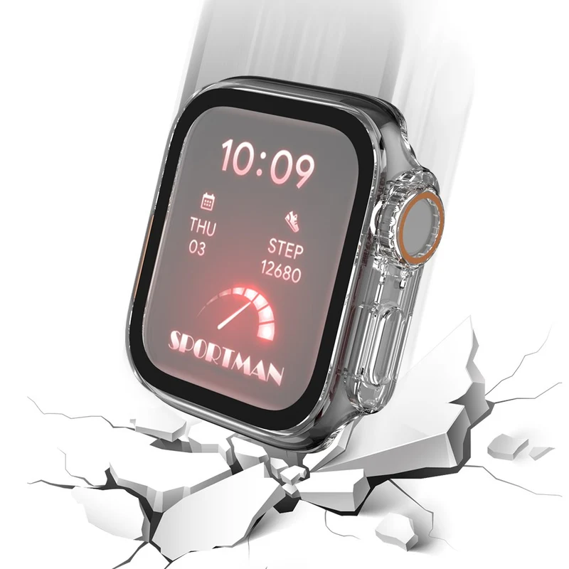 Schön Apple Smartwatch Universell Hülle mit Displayschutz in Plastik und Gehärtetes Glas
