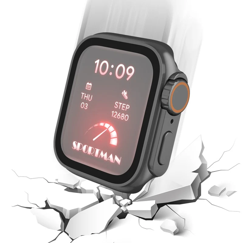 Schön Apple Smartwatch Universell Hülle mit Displayschutz in Plastik und Gehärtetes Glas