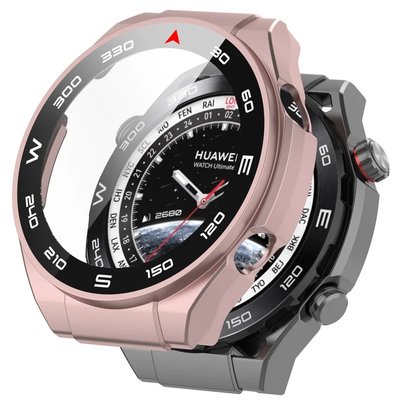 Mega Modisch Huawei Watch Ultimate Hülle mit Displayschutz in Plastik und Gehärtetes Glas