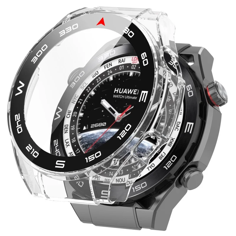 Mega Modisch Huawei Watch Ultimate Hülle mit Displayschutz in Plastik und Gehärtetes Glas
