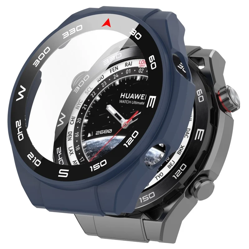 Mega Modisch Huawei Watch Ultimate Hülle mit Displayschutz in Plastik und Gehärtetes Glas