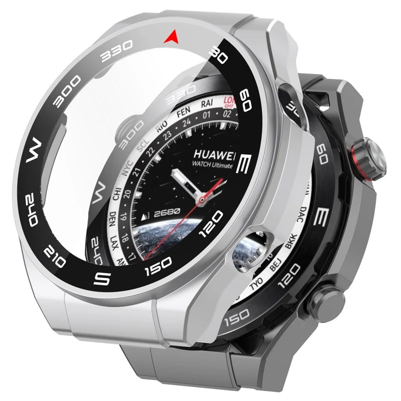 Mega Modisch Huawei Watch Ultimate Hülle mit Displayschutz in Plastik und Gehärtetes Glas