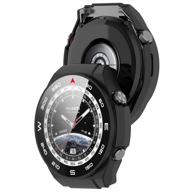 Mega Modisch Huawei Watch Ultimate Hülle mit Displayschutz in Plastik und Gehärtetes Glas