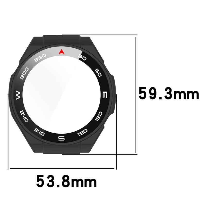 Mega Modisch Huawei Watch Ultimate Hülle mit Displayschutz in Plastik und Gehärtetes Glas