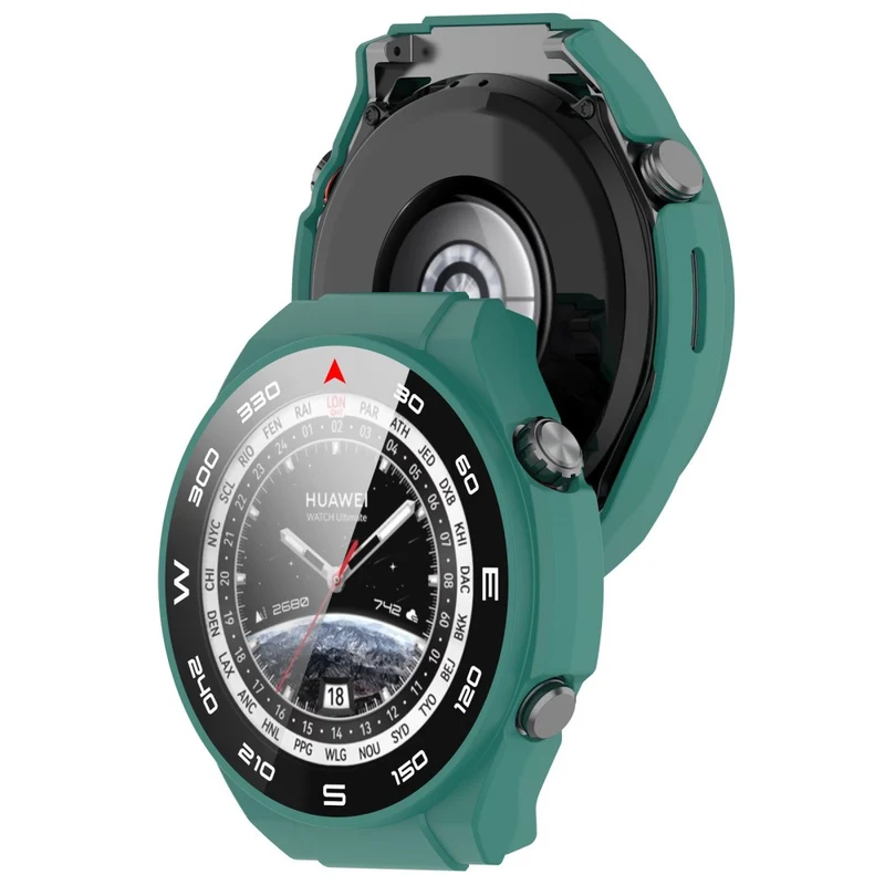 Mega Modisch Huawei Watch Ultimate Hülle mit Displayschutz in Plastik und Gehärtetes Glas