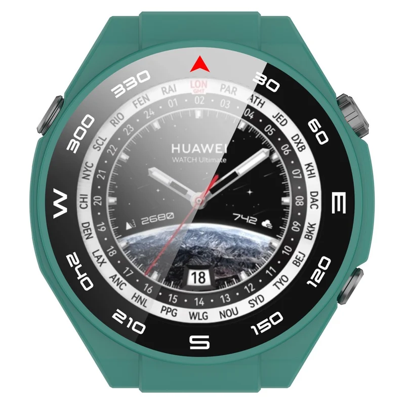 Mega Modisch Huawei Watch Ultimate Hülle mit Displayschutz in Plastik und Gehärtetes Glas