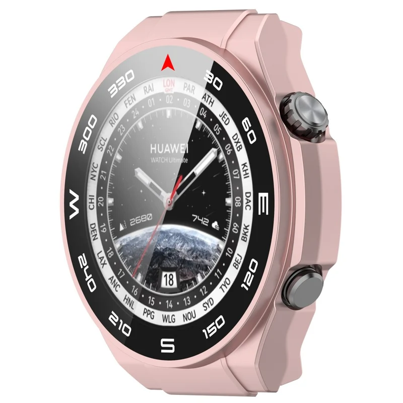Mega Modisch Huawei Watch Ultimate Hülle mit Displayschutz in Plastik und Gehärtetes Glas