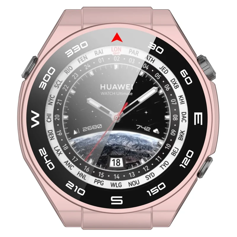 Mega Modisch Huawei Watch Ultimate Hülle mit Displayschutz in Plastik und Gehärtetes Glas